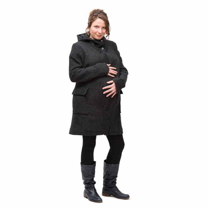 Manteau de grossesse et portage Mamalila en laine Anthracite Taille XS