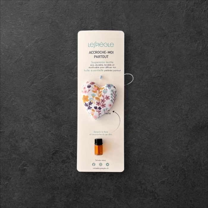 LESPIEGLE - Suspension coeur pour huiles essentielles FLEURI