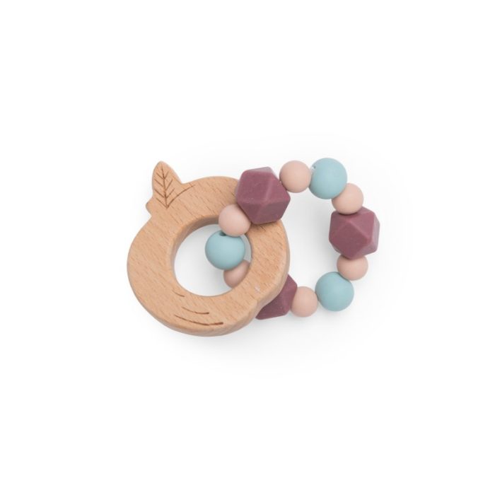 MOULIN ROTY anneau de dentition bois et silicone pomme
