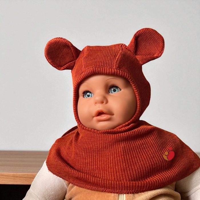 Cagoule Manymonths ajustable 100% laine merinos Teddy Bear 25/26 - Rich Amber
